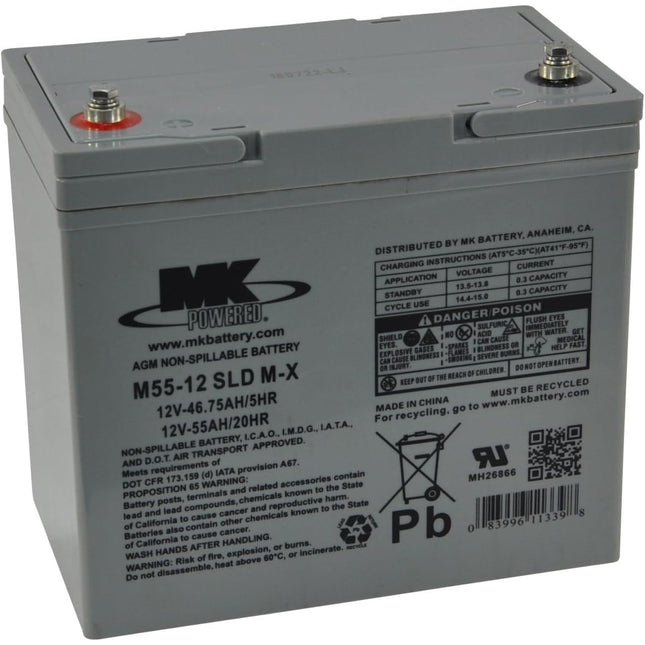 12V 55Ah MK Sealed Lead Acid Mobility Scooter Battery