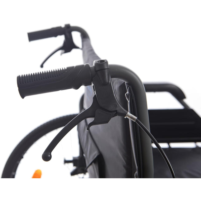 Breeze Heavy Duty Bariatric Folding Self Propelled Wheelchair with Extra Wide 24" Seat & Attendant Brakes, 205KG Weight Capacity