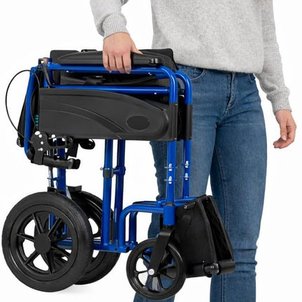 Breeze Premium Lightweight Aluminium Folding Transit Wheelchair, 9.5kg Net Carry Weight, Days Style