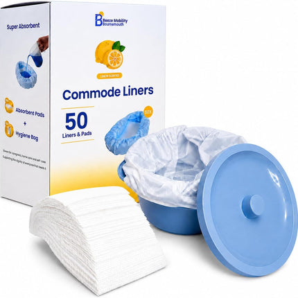 Commode Liners with Absorbent Pads, Lemon Scented, 50 Count