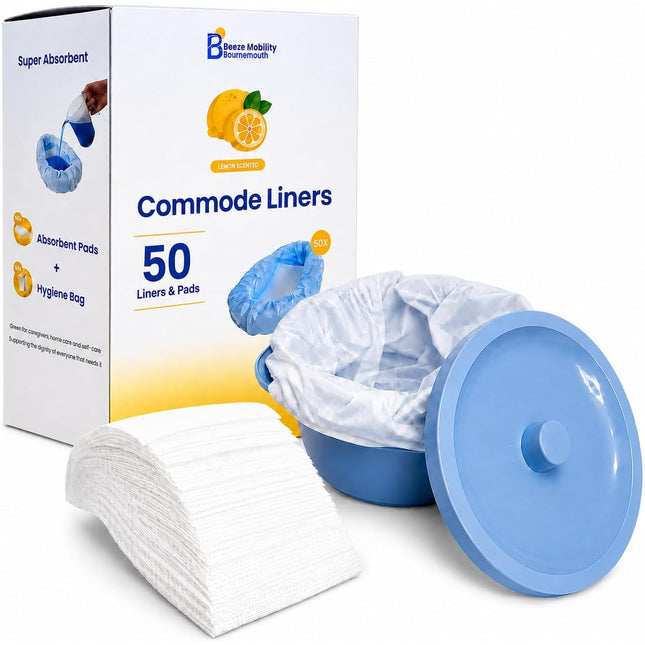 Commode Liners with Absorbent Pads, Lemon Scented, 50 Count