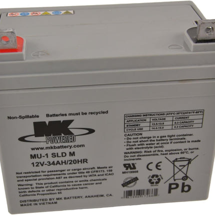 MK MU-1 SLD M-2 12V 35Ah Mk Sealed Lead Acid Agm Mobility Scooter Battery