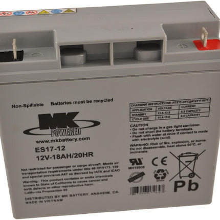 MK ES17-12 12V 18Ah Mk Sealed Lead Acid Agm Mobility Scooter Battery
