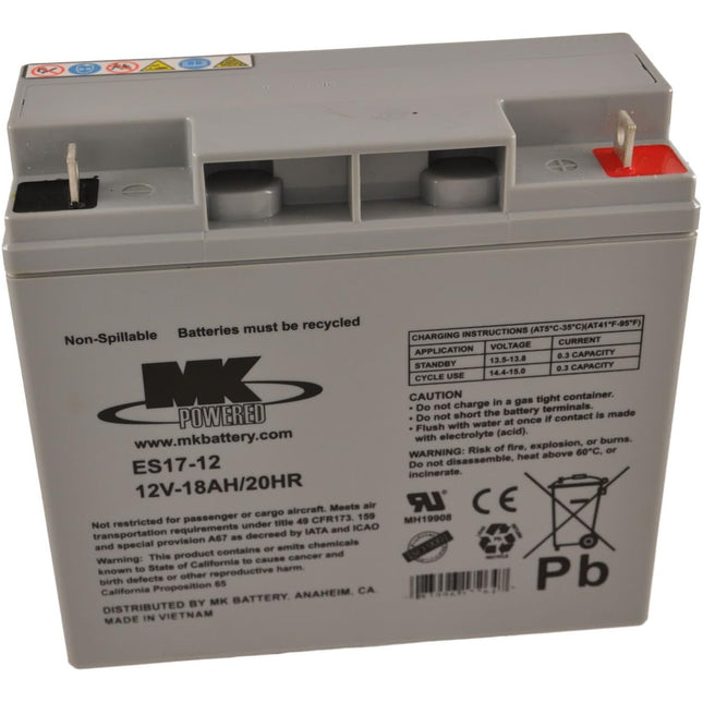 MK ES17-12 12V 18Ah Mk Sealed Lead Acid Agm Mobility Scooter Battery