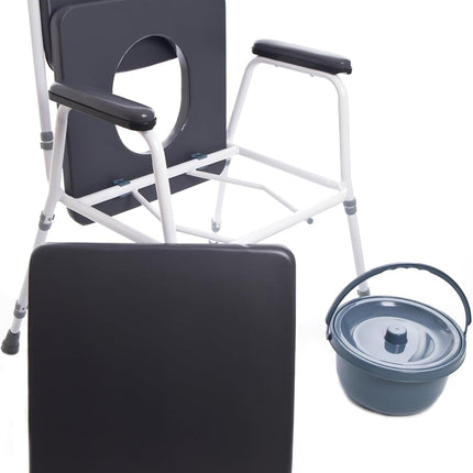 Comfort Commode Chair with Padded Seat, Arms & Backrest