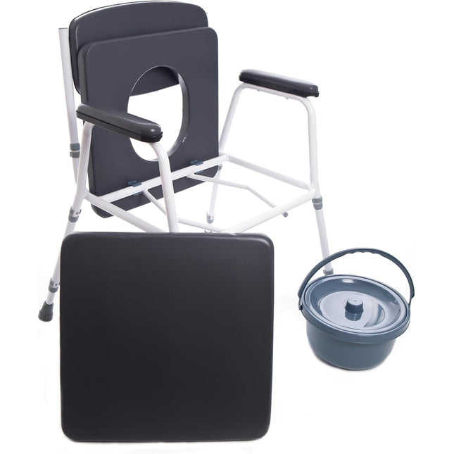 Comfort Commode Chair with Padded Seat, Arms & Backrest
