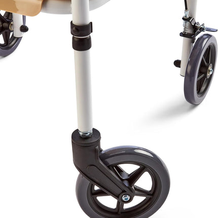 Indoor Mobility Walker with Wheels, Handy Trolley with Built-in Trays and Hand Brakes, Rollator with Trays