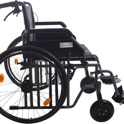 Breeze Heavy Duty Bariatric Folding Self Propelled Wheelchair with Extra Wide 24" Seat & Attendant Brakes, 205KG Weight Capacity