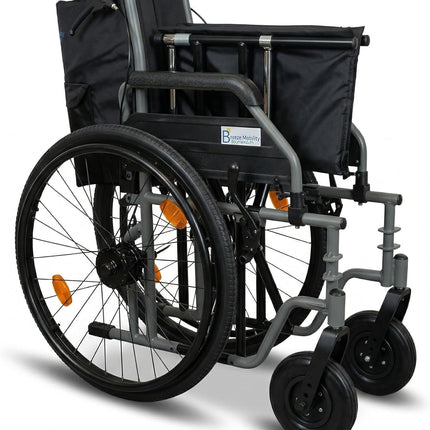Breeze Heavy Duty Bariatric Folding Self Propelled Wheelchair with Extra Wide 24" Seat & Attendant Brakes, 205KG Weight Capacity
