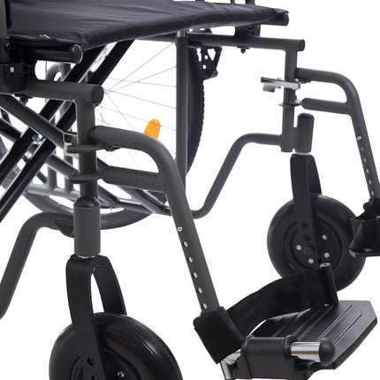 Breeze Heavy Duty Bariatric Folding Self Propelled Wheelchair with Extra Wide 24" Seat & Attendant Brakes, 205KG Weight Capacity