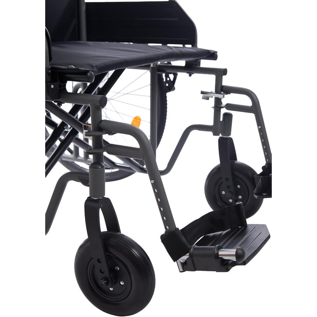 Breeze Heavy Duty Bariatric Folding Self Propelled Wheelchair with Extra Wide 24" Seat & Attendant Brakes, 205KG Weight Capacity