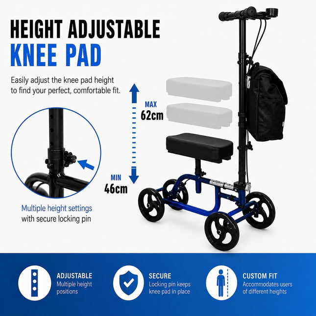Mobility Knee Walker Scooter with Padded Rest & Storage Bag for Broken Leg, Foot, Ankle & Sports Injuries