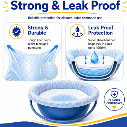 Commode Liners with Absorbent Pads, Lemon Scented, 50 Count