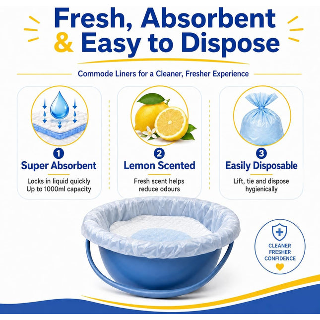 Commode Liners with Absorbent Pads, Lemon Scented, 50 Count