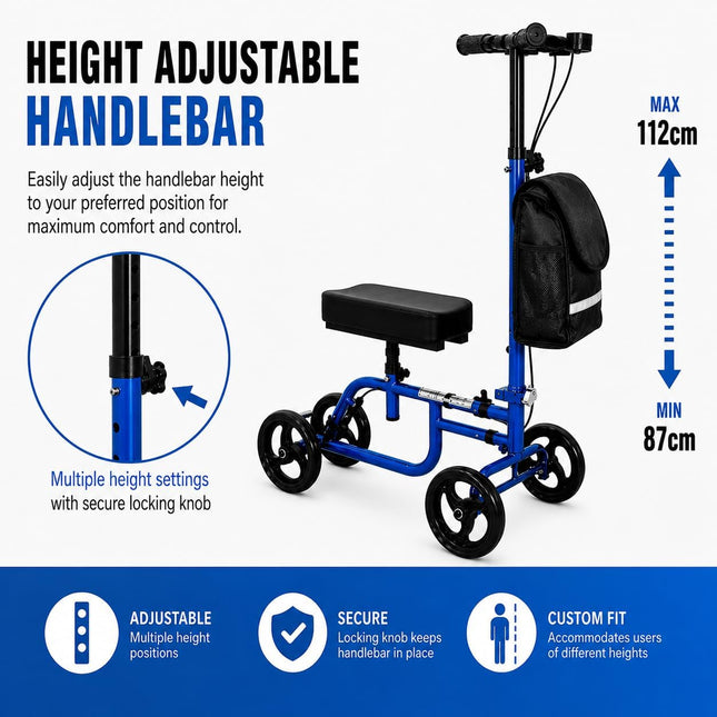 Mobility Knee Walker Scooter with Padded Rest & Storage Bag for Broken Leg, Foot, Ankle & Sports Injuries