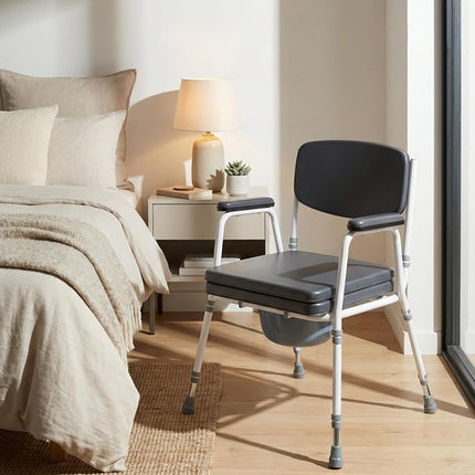 Comfort Commode Chair with Padded Seat, Arms & Backrest