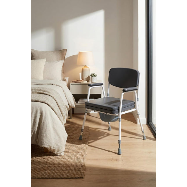 Comfort Commode Chair with Padded Seat, Arms & Backrest