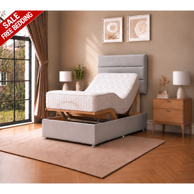 Supreme Essentials Electric Adjustable Bed with Headboard Premium Memory Foam, 5 Year Warranty