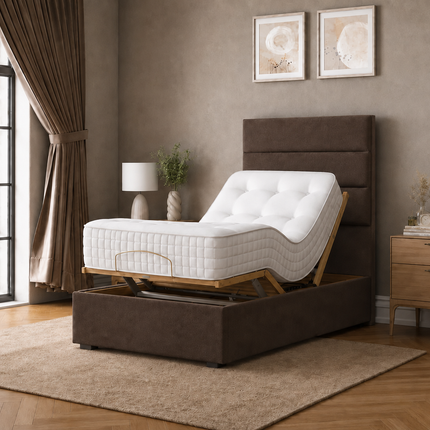 Supreme Essentials Electric Adjustable Bed with Headboard Premium Memory Foam, 5 Year Warranty