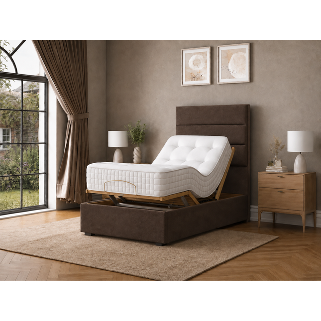 Supreme Essentials Electric Adjustable Bed with Headboard Premium Memory Foam, 5 Year Warranty