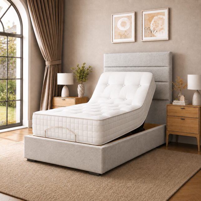 Supreme Essentials Electric Adjustable Bed with Headboard Premium Memory Foam, 5 Year Warranty