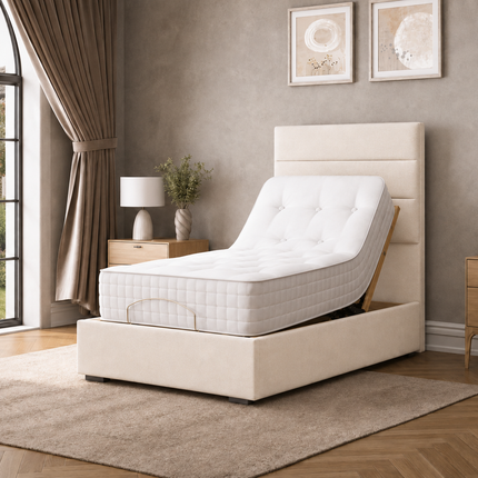 Supreme Essentials Electric Adjustable Bed with Headboard Premium Memory Foam, 5 Year Warranty