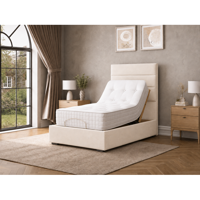 Supreme Essentials Electric Adjustable Bed with Headboard Premium Memory Foam, 5 Year Warranty