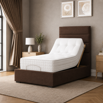 Supreme Essentials Electric Adjustable Bed with Headboard Premium Memory Foam, 5 Year Warranty