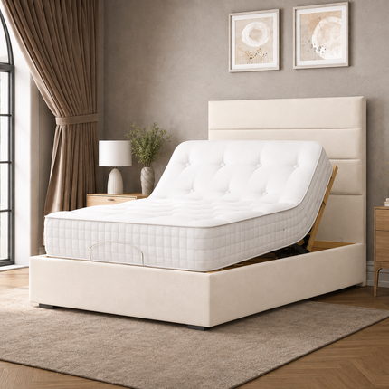 Supreme Essentials Electric Adjustable Bed with Headboard Premium Memory Foam, 5 Year Warranty