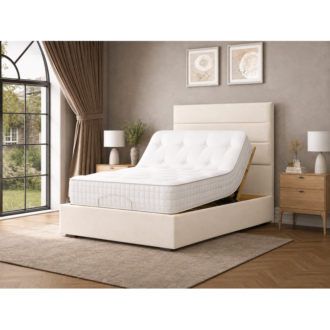 Supreme Essentials Electric Adjustable Bed with Headboard Premium Memory Foam, 5 Year Warranty