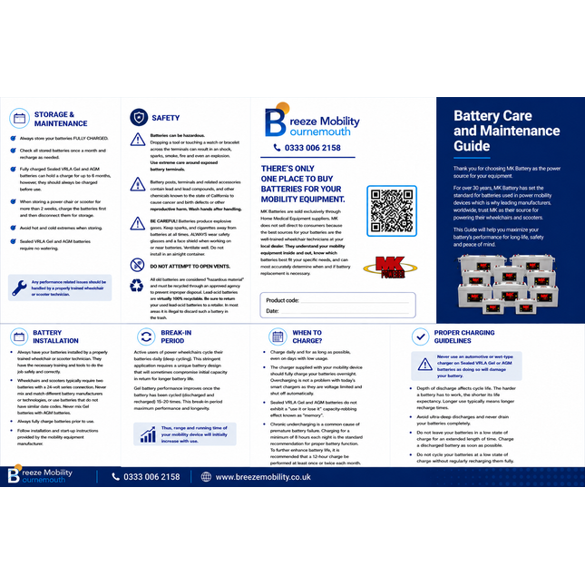 MK M100-12 SLD MT 100Ah AGM Mobility Scooter Battery