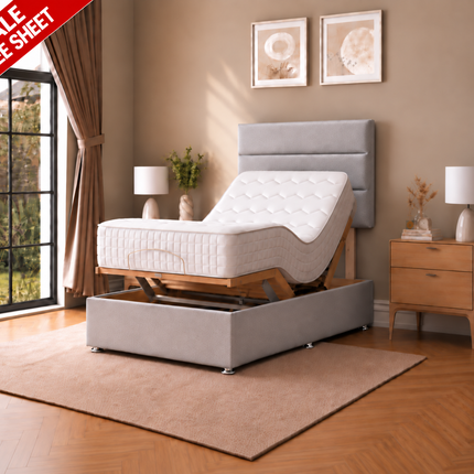 Supreme Essentials Electric Adjustable Bed with Headboard Premium Memory Foam, 5 Year Warranty