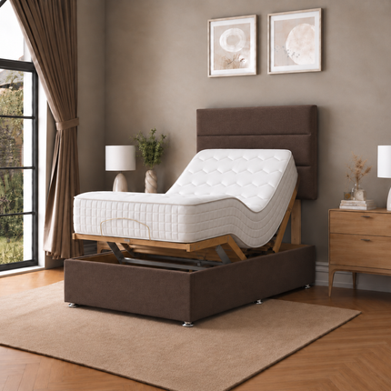 Supreme Essentials Electric Adjustable Bed with Headboard Premium Memory Foam, 5 Year Warranty