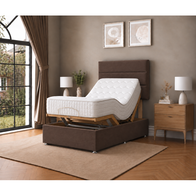 Supreme Essentials Electric Adjustable Bed with Headboard Premium Memory Foam, 5 Year Warranty