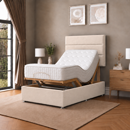 Supreme Essentials Electric Adjustable Bed with Headboard Premium Memory Foam, 5 Year Warranty