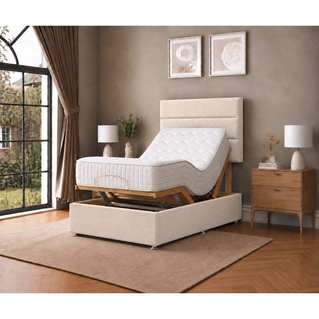 Supreme Essentials Electric Adjustable Bed with Headboard Premium Memory Foam, 5 Year Warranty