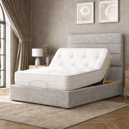 Supreme Essentials Electric Adjustable Bed with Headboard Premium Memory Foam, 5 Year Warranty