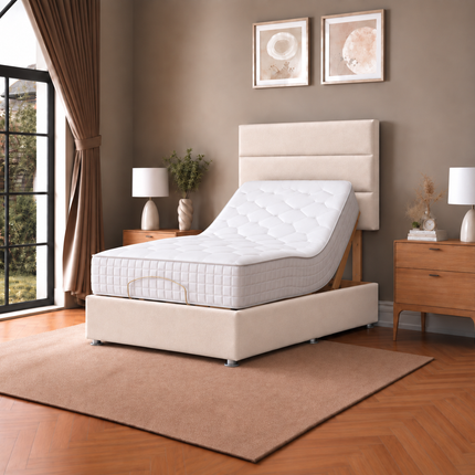 Supreme Essentials Electric Adjustable Bed with Headboard Premium Memory Foam, 5 Year Warranty