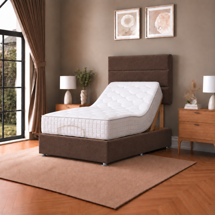 Supreme Essentials Electric Adjustable Bed with Headboard Premium Memory Foam, 5 Year Warranty