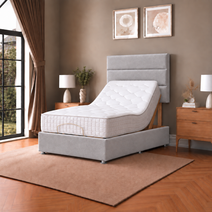 Supreme Essentials Electric Adjustable Bed with Headboard Premium Memory Foam, 5 Year Warranty
