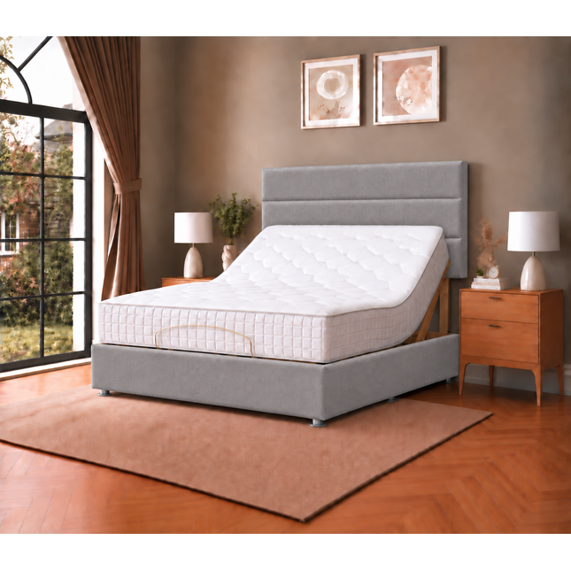 Supreme Essentials Electric Adjustable Bed with Headboard Premium Memory Foam, 5 Year Warranty