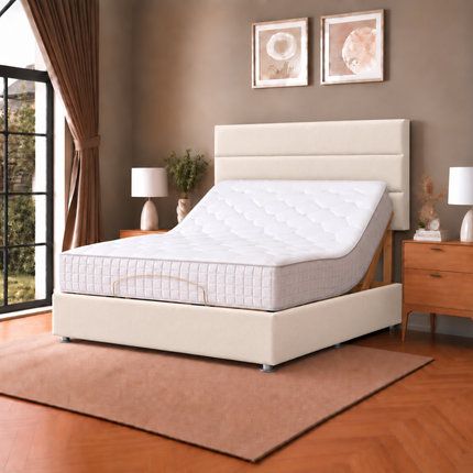 Supreme Essentials Electric Adjustable Bed with Headboard Premium Memory Foam, 5 Year Warranty