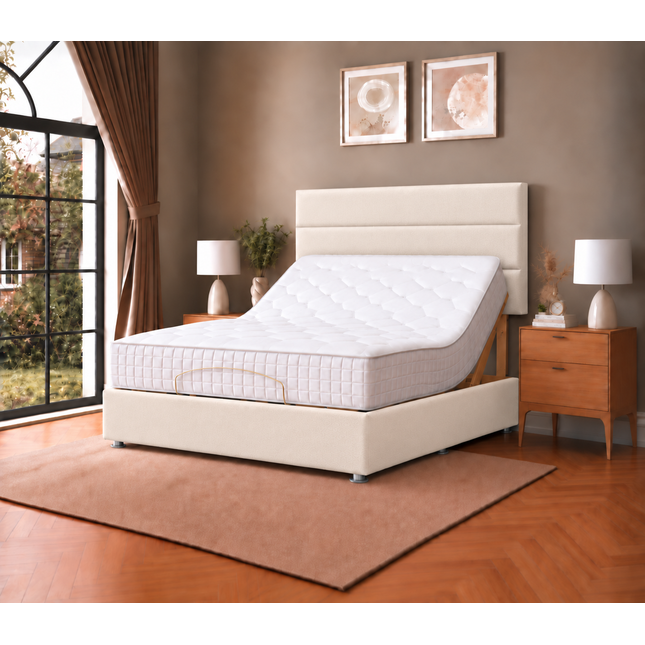 Supreme Essentials Electric Adjustable Bed with Headboard Premium Memory Foam, 5 Year Warranty