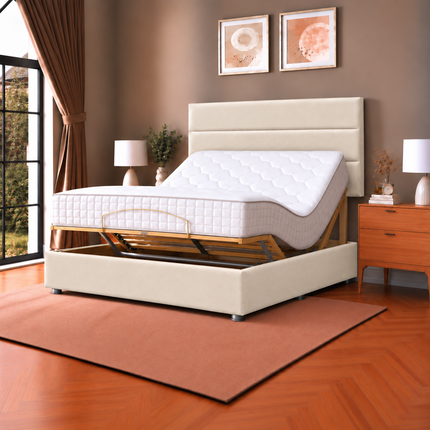 Supreme Essentials Electric Adjustable Bed with Headboard Premium Memory Foam, 5 Year Warranty