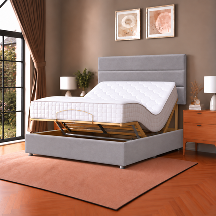Supreme Essentials Electric Adjustable Bed with Headboard Premium Memory Foam, 5 Year Warranty