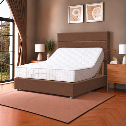 Supreme Essentials Electric Adjustable Bed with Headboard Premium Memory Foam, 5 Year Warranty