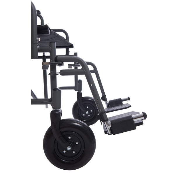 Breeze Bariatric Folding Transit Wheelchair with Extra Wide 22" Seat Heavy Duty 205KG Weight Capacity