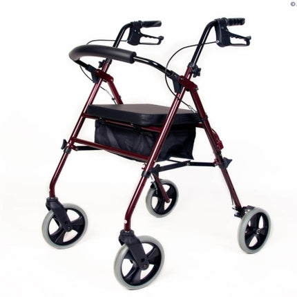 Compact Aluminium Rollator 8" Wheels - Burgundy