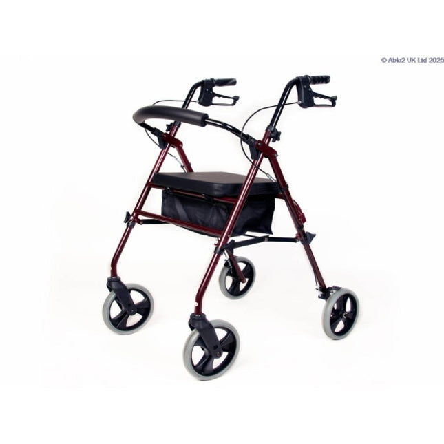 Compact Aluminium Rollator 8" Wheels - Burgundy