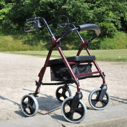 Compact Aluminium Rollator 8" Wheels - Burgundy